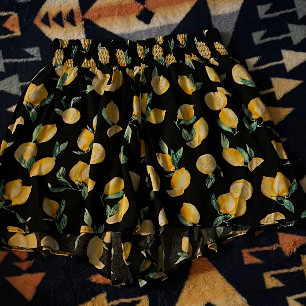 PINK Victoria's Secret Black Lemon Print High Waist Shorts